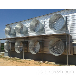 Casa de cobertizo de pollo de estructura de acero prefabricada con equipamiento